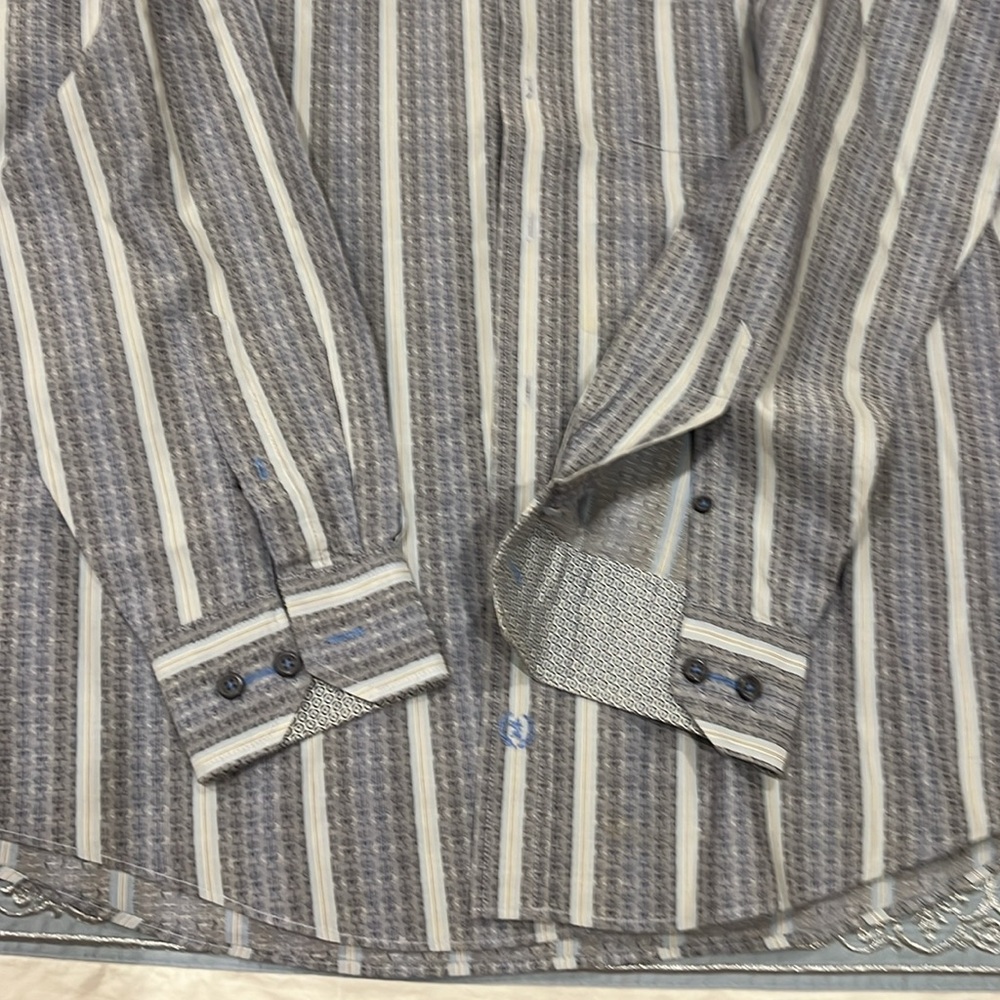 Bugatchi Large 100% Cotton Button Down Purple Blu… - image 3